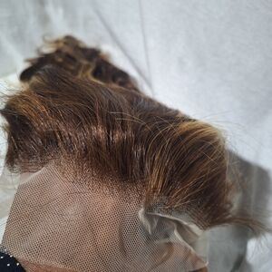 Natural Brown  100 Percent Pure Human Hair Lace Front Wig. 20 Inches